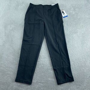 Mondetta Black Pintuck Straight Leg Pants Recycled Polyester Elastic L NWT 1450